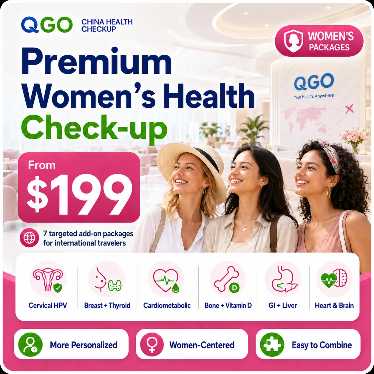 Women's health check-up add-on package for international visitors in China