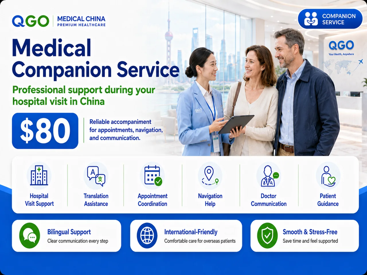 Private pickup and drop-off support for medical visitors in China