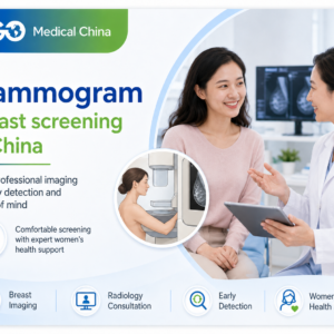 Medical technologist positioning a patient for a digital mammogram exam